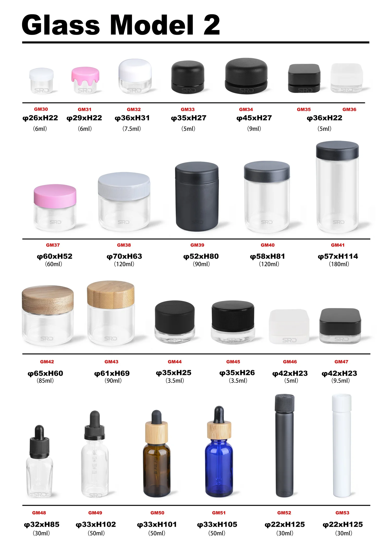 Glass bottles range